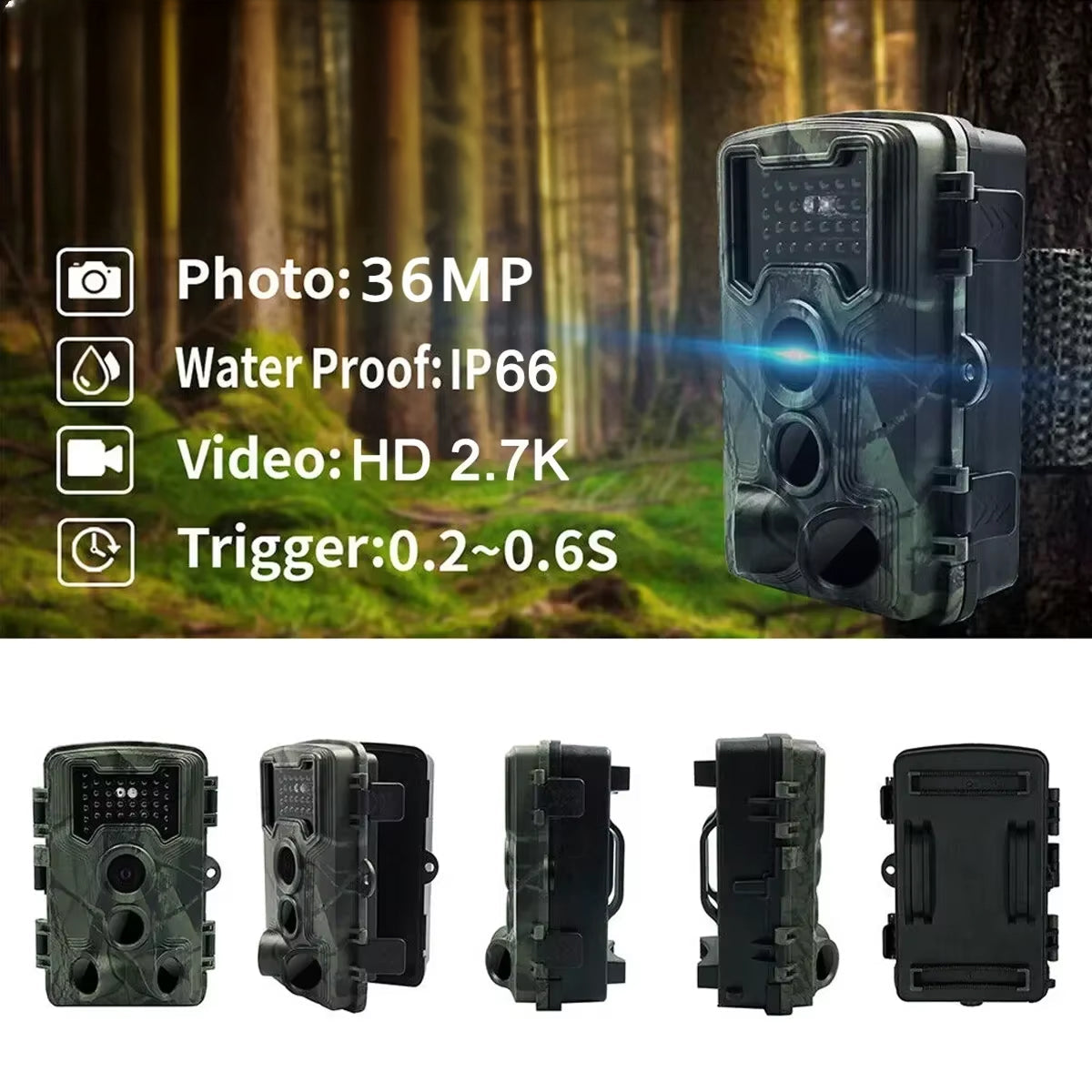 Dark4llow 58MP Trail Hunting Camera with Night Vision & 0.2s Trigger
