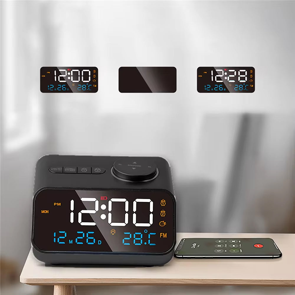 Dawlody Alarm Clock Radio with Dual USB Charging & LED Calendar
