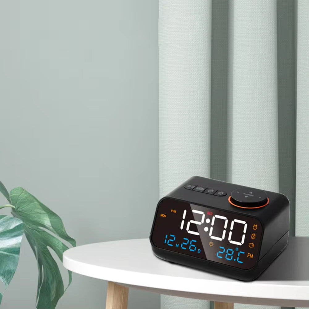 Dawlody Alarm Clock Radio with Dual USB Charging & LED Calendar