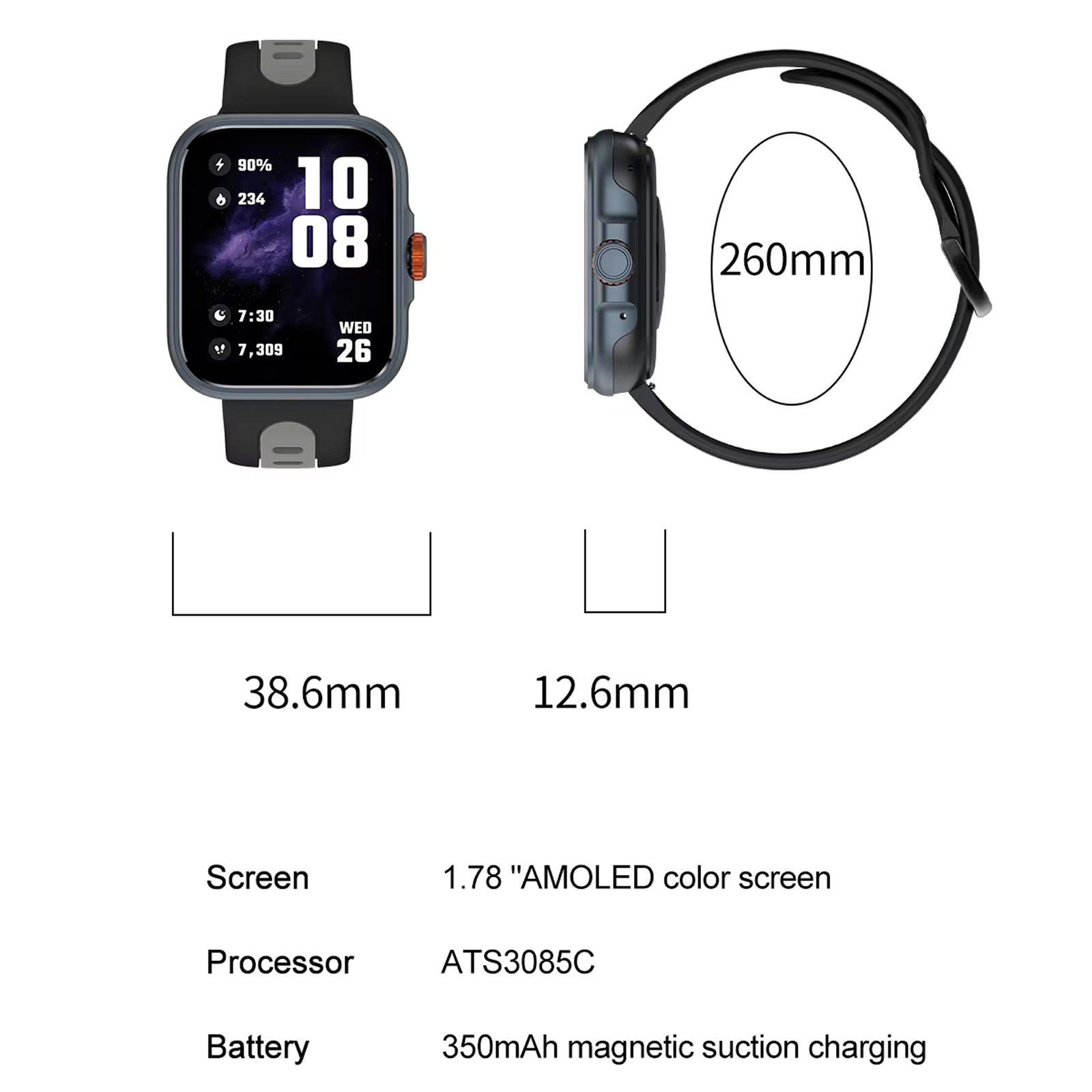 DelpinWat 30M Waterproof Swimming Smartwatch with GNSS