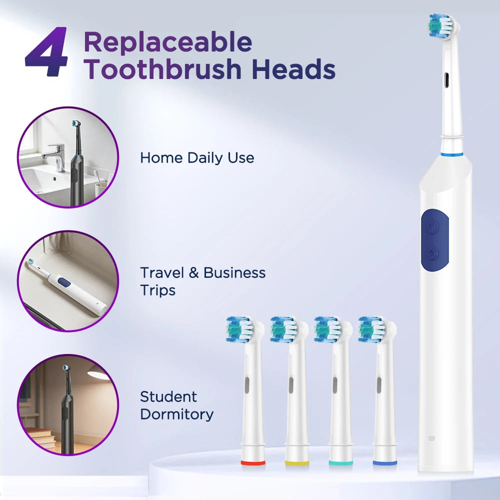 DentiBruly Rotating Electric Toothbrush for Adults with Smart Timer