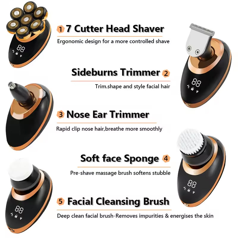 DomeeGlix 5-in-1 7D Bald Head Shaver Grooming Kit