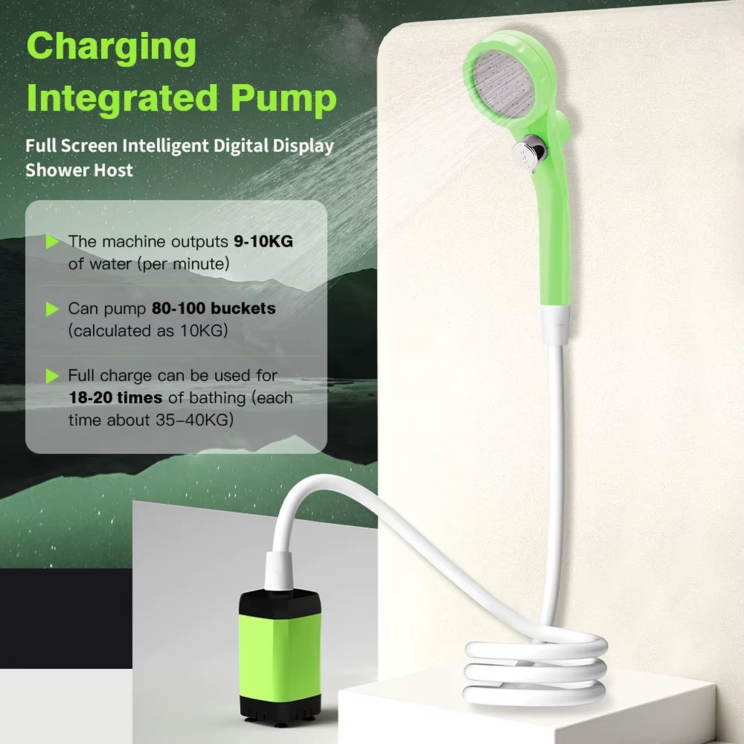 DusaRins Smart Portable Outdoor Shower with Digital Display