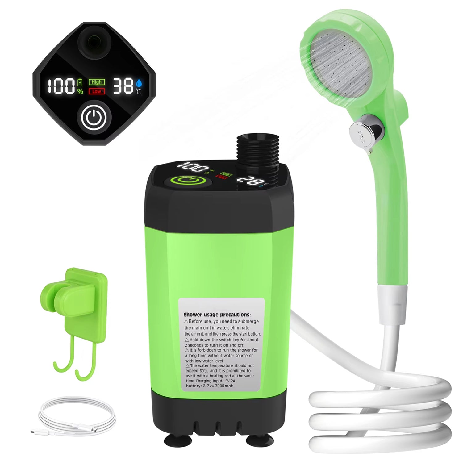 DusaRins Smart Portable Outdoor Shower with Digital Display