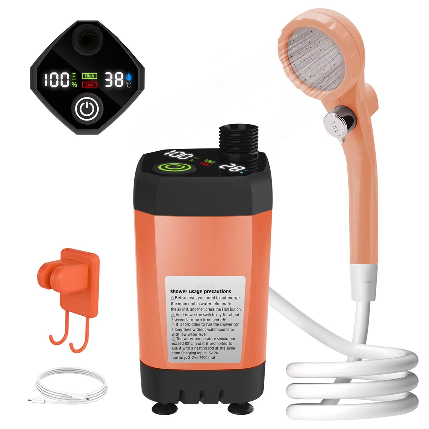 DusaRins Smart Portable Outdoor Shower with Digital Display