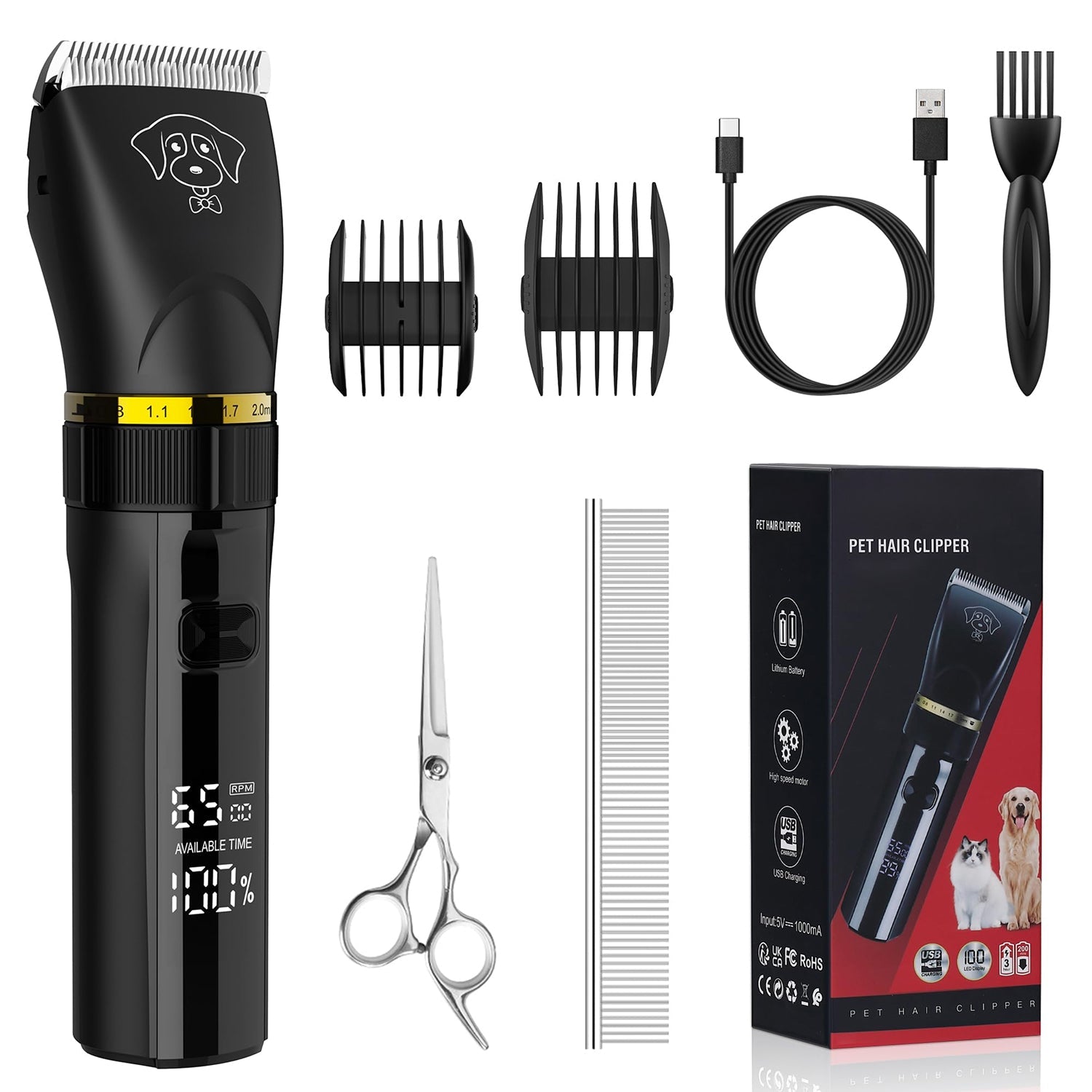 Eanmoda v2 Professional Ultra-Quiet Dog Clippers for Thick Hair