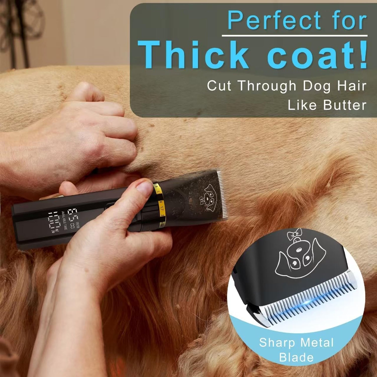Eanmoda v2 Professional Ultra-Quiet Dog Clippers for Thick Hair