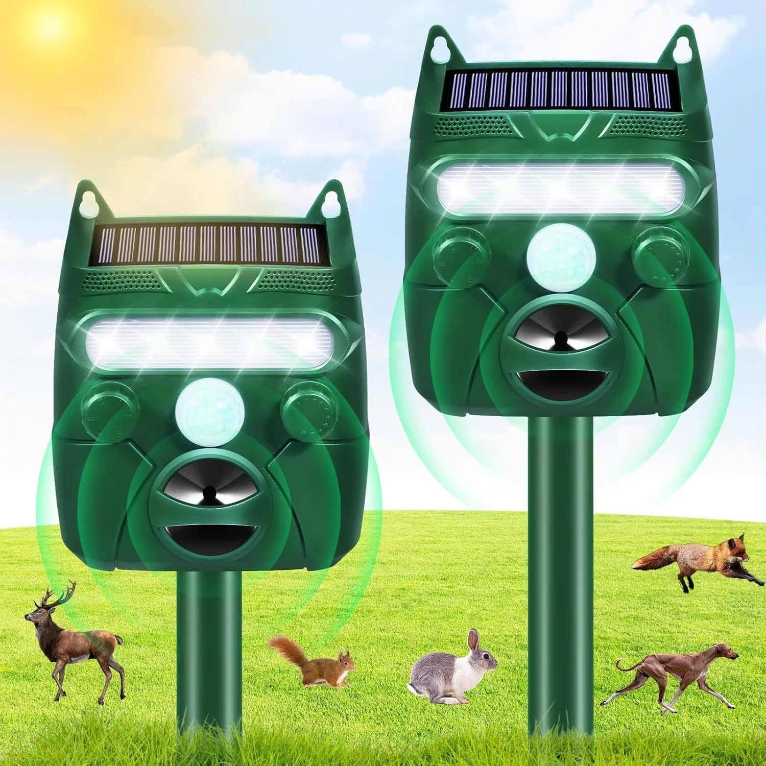 DefiRelix Solar Powered Ultrasonic Pest Repeller & Animal Deterrent