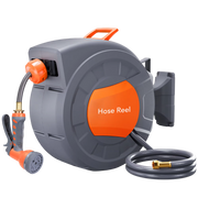 FlexCoily Retractable Garden Hose Reel | 50FT Wall-Mounted Auto-Rewind Hose