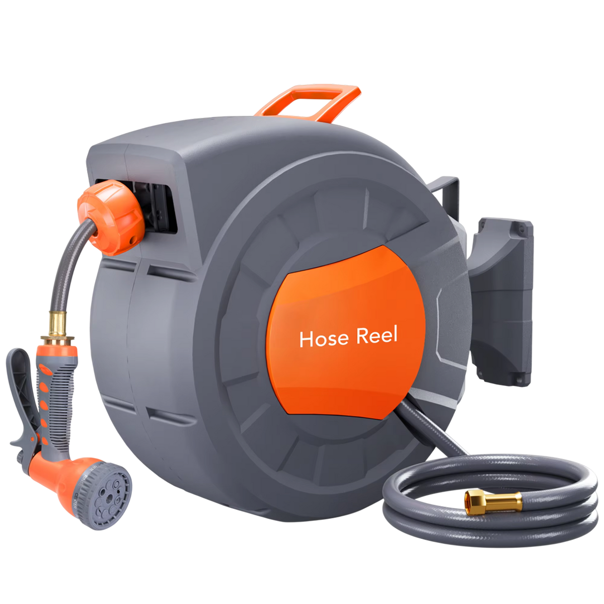 FlexCoily Retractable Garden Hose Reel | 50FT Wall-Mounted Auto-Rewind Hose