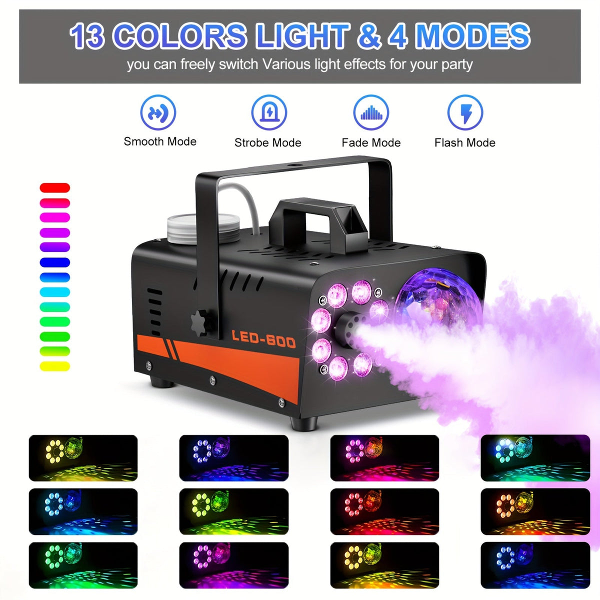 FogMatich 600W LED Fog Machine with Wireless Remote