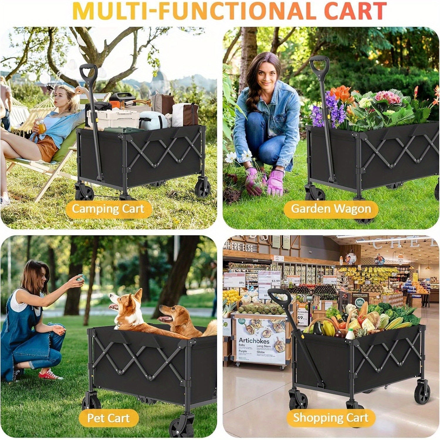 Fotticart All-Terrain Folding Utility Wagon for Camping and Beach