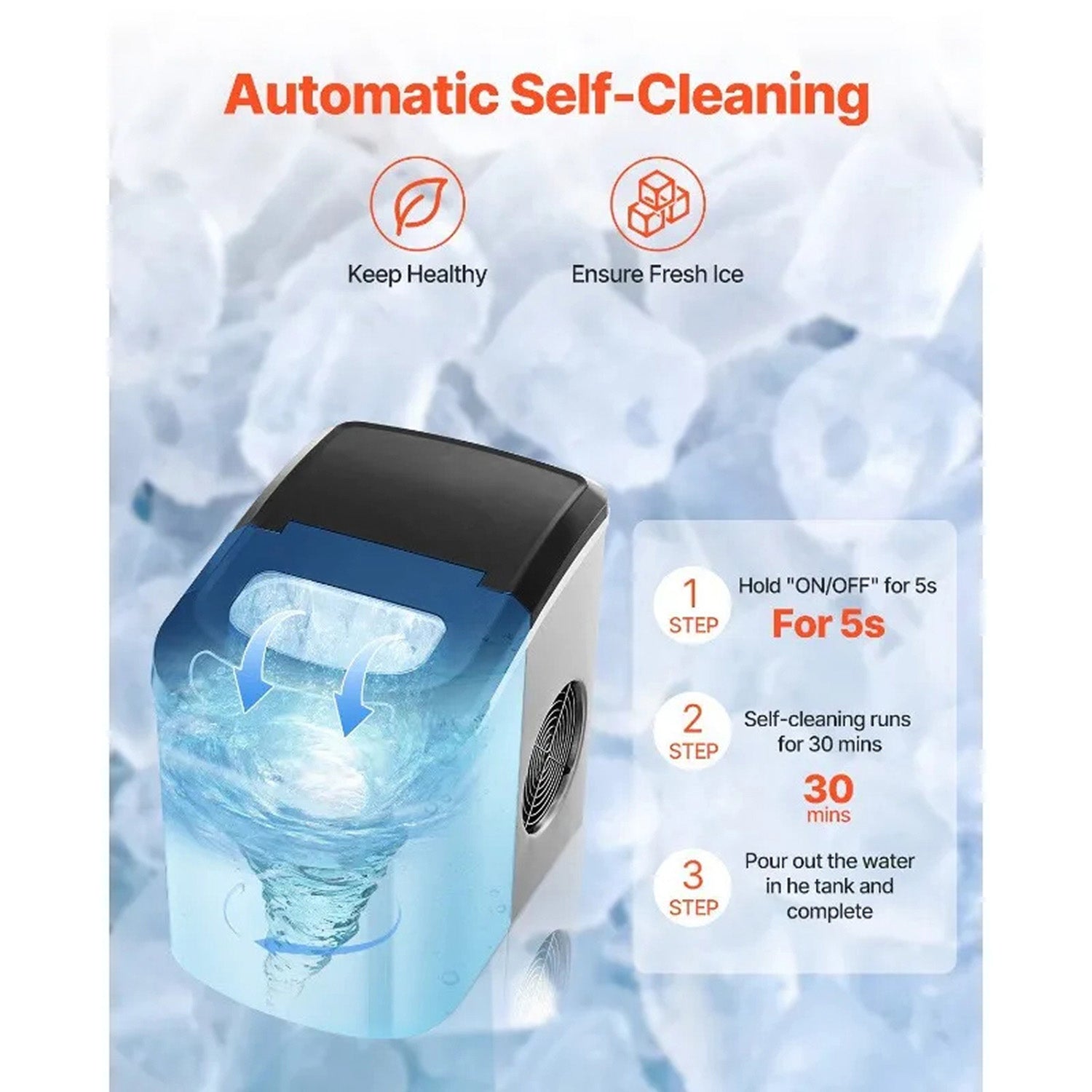 FrostalVy Portable Ice Maker 33lbs Daily Yield