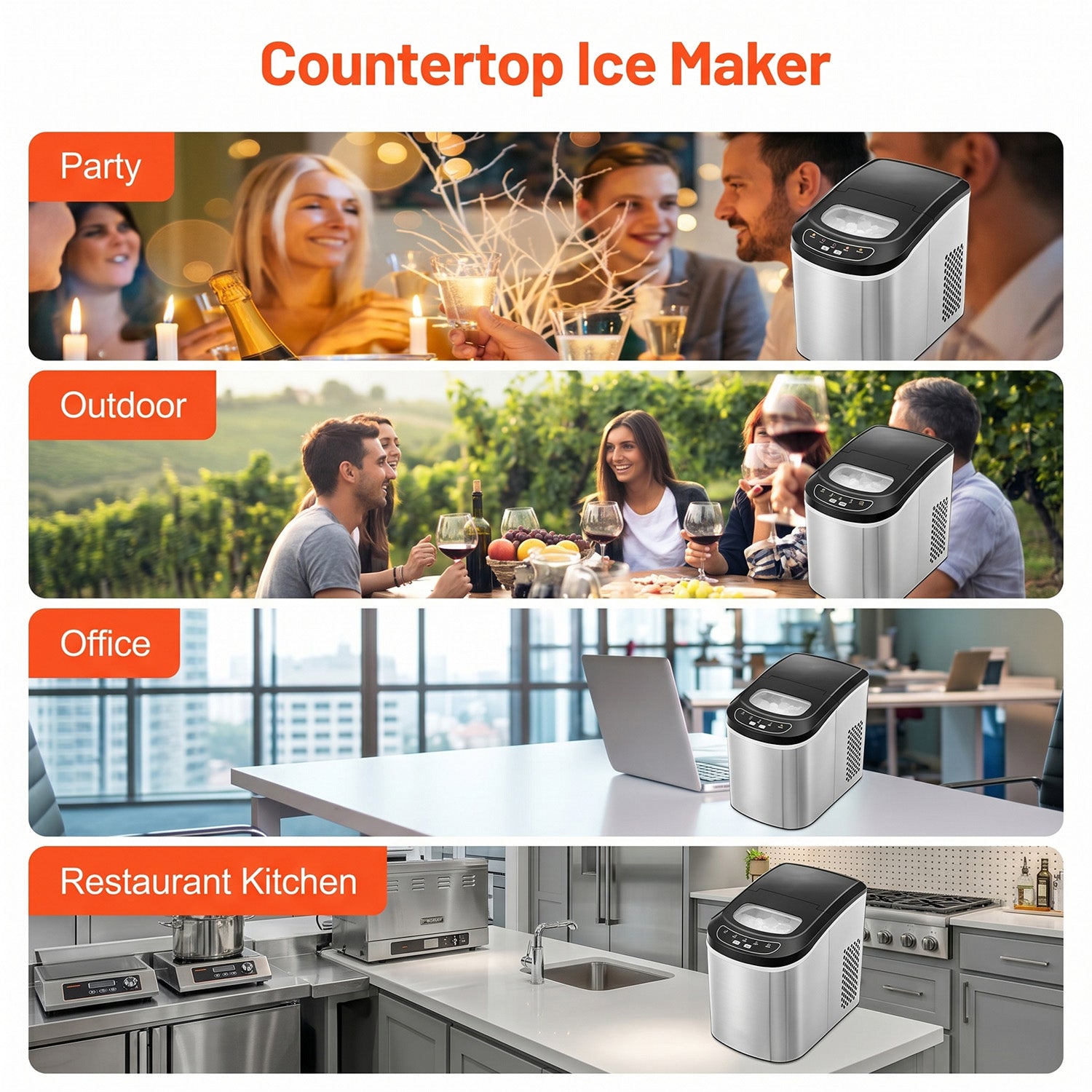 FrostalVy Portable Ice Maker 33lbs Daily Yield