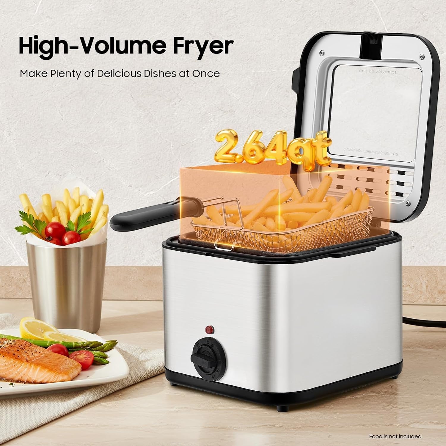 Frynexar Electric Deep Fat Fryer 2.5L 1000W Crispy Home Frying
