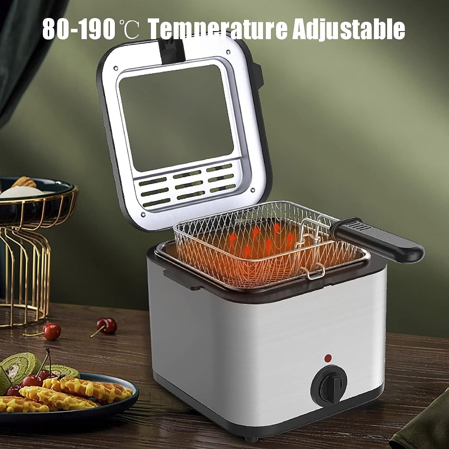 Frynexar Electric Deep Fat Fryer 2.5L 1000W Crispy Home Frying