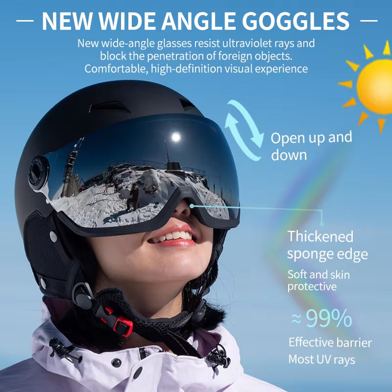 VottMet Ski & Snowboard Helmet with Integrated Anti-Dazzle Visor
