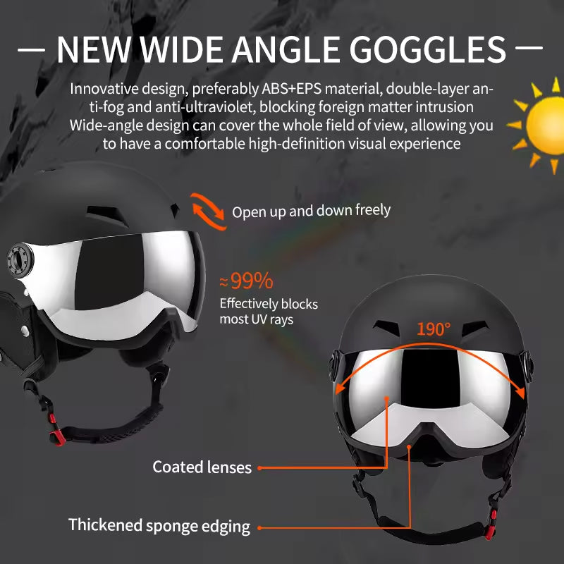 VottMet Ski & Snowboard Helmet with Integrated Anti-Dazzle Visor