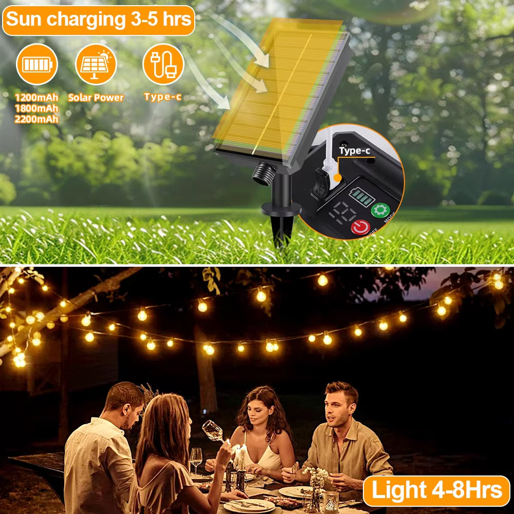 GloStrani Solar Powered Outdoor LED String Lights