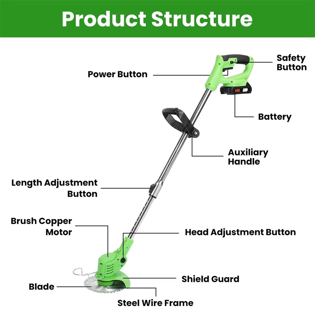 Yardex Cordless Weed Eater & Brush Cutter | Lightweight Lawn Trimmer