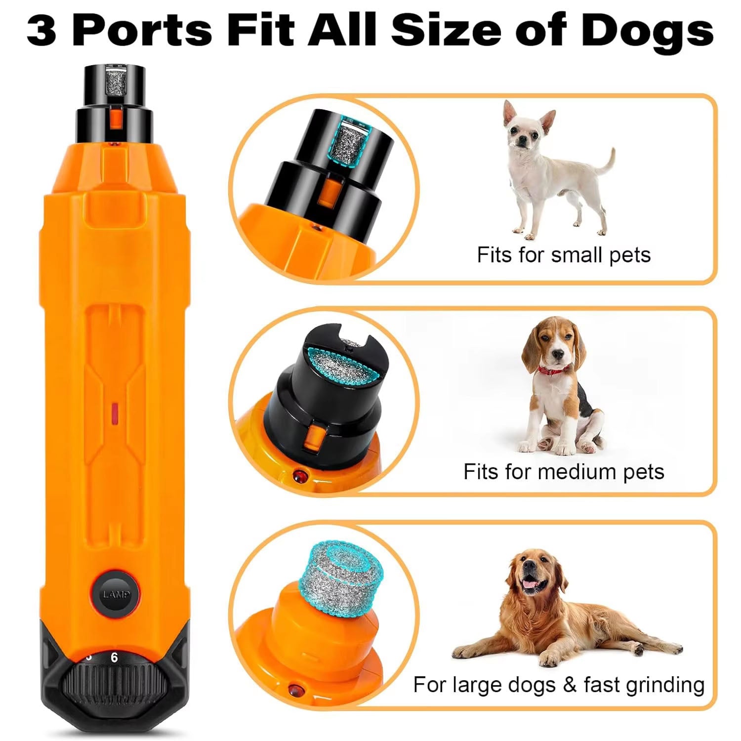 GrinPaw Ultra-Quiet Dog Nail Grinder with LED Lights