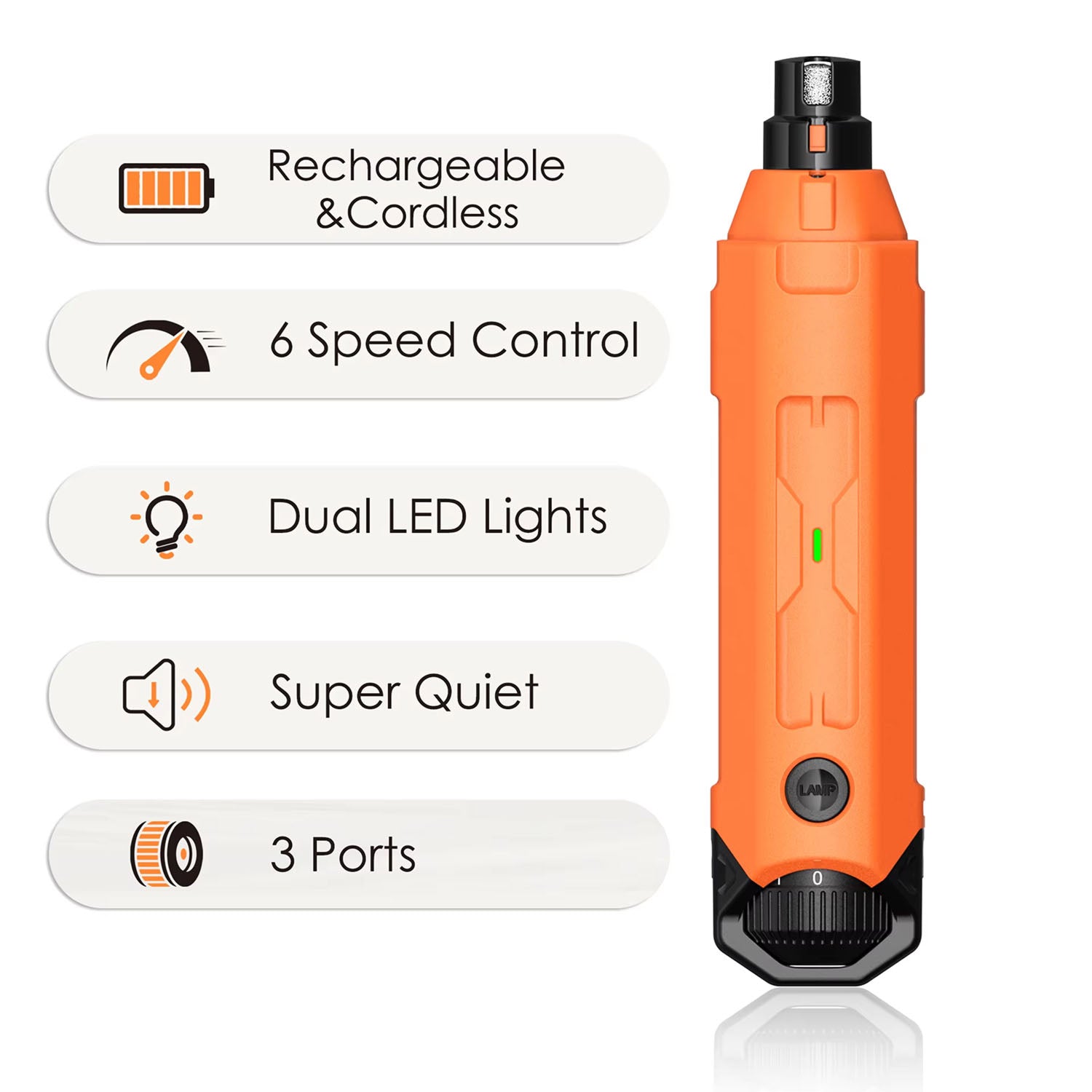 GrinPaw Ultra-Quiet Dog Nail Grinder with LED Lights