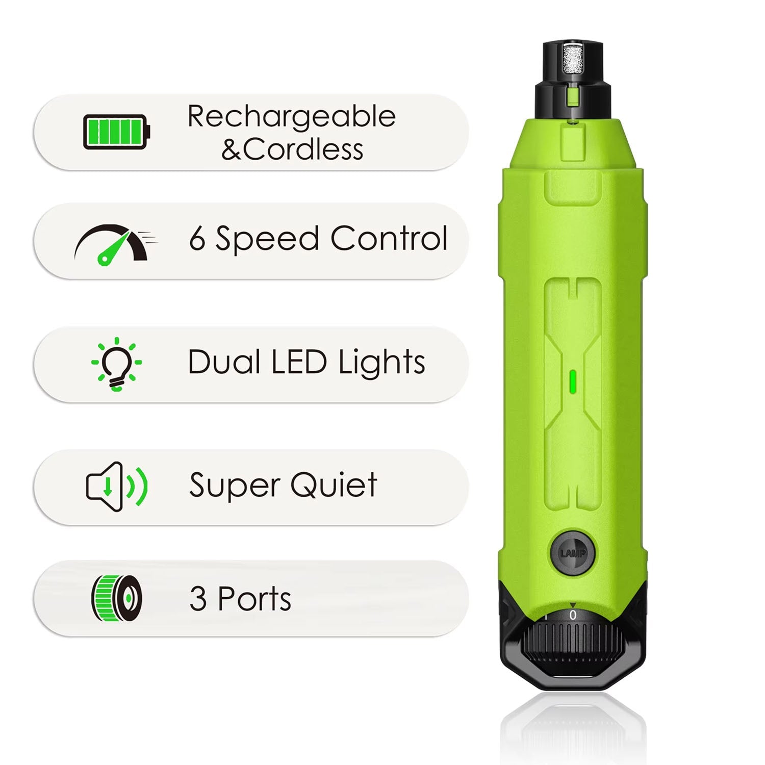 GrinPaw Ultra-Quiet Dog Nail Grinder with LED Lights