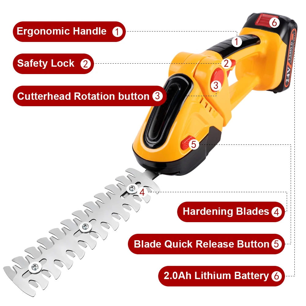 GrinWatt Cordless 2-in-1 Hedge & Grass Trimmer