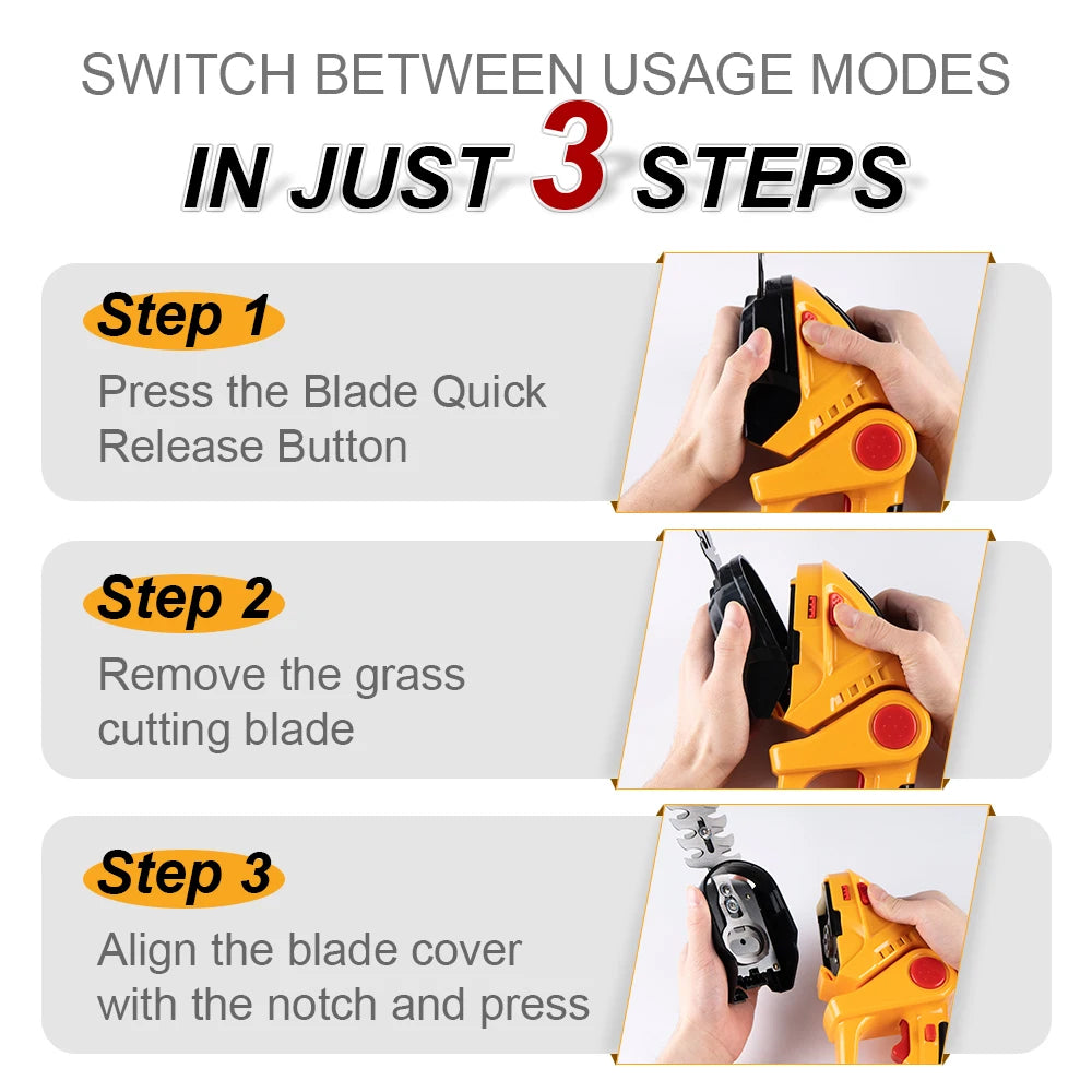 GrinWatt Cordless 2-in-1 Hedge & Grass Trimmer