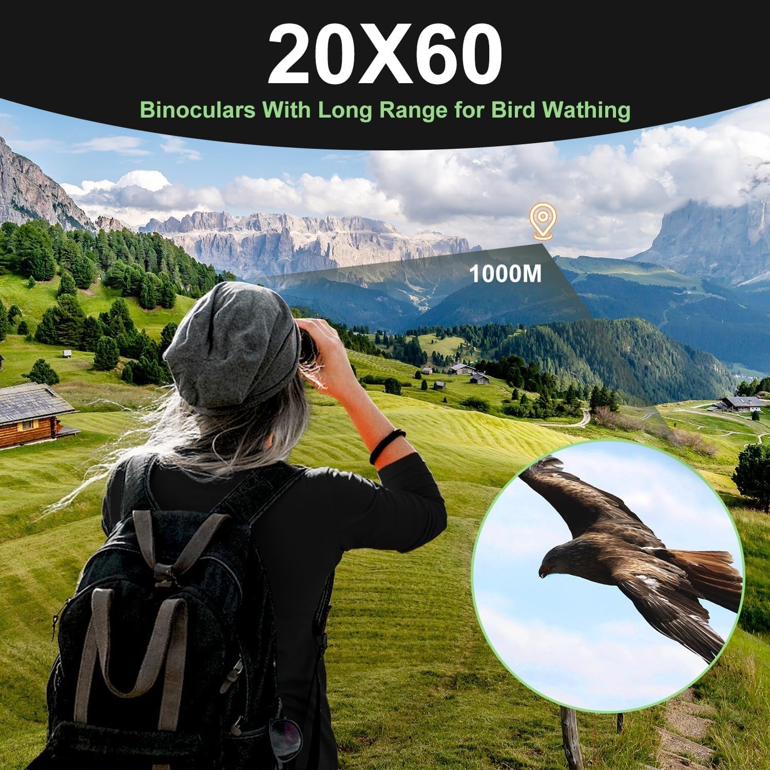 HawOpti 20x60 Professional Binoculars with BAK-4 Prisms