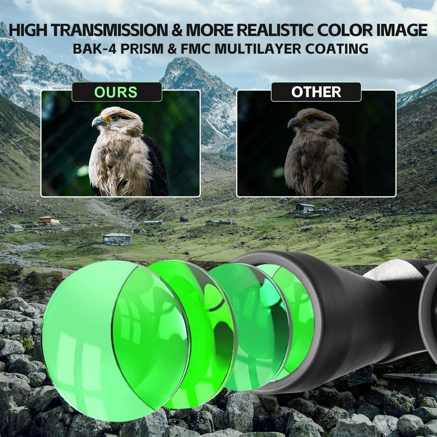 HawOpti 20x60 Professional Binoculars with BAK-4 Prisms