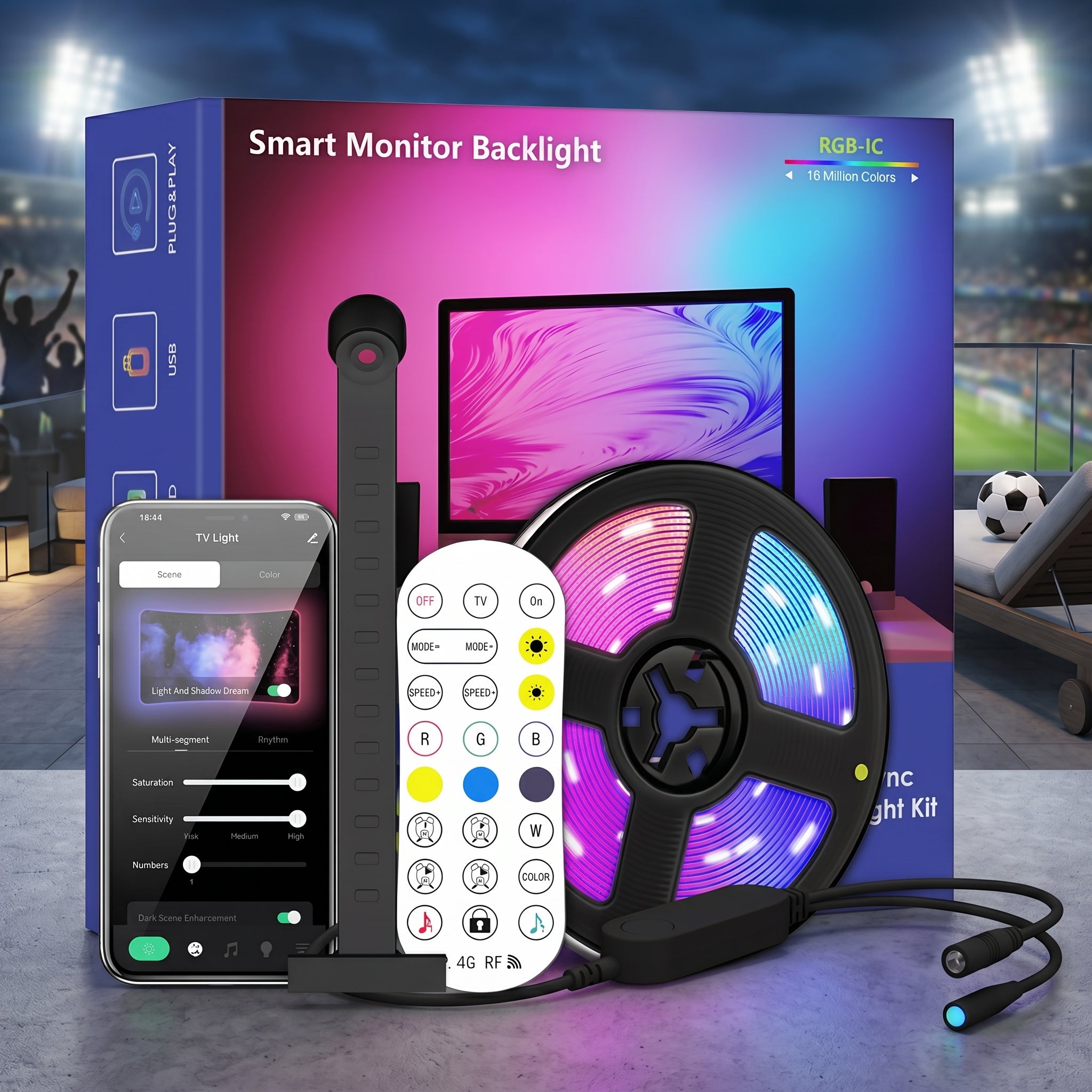 StripiQo Smart TV Backlight with Real-Time Camera Sync