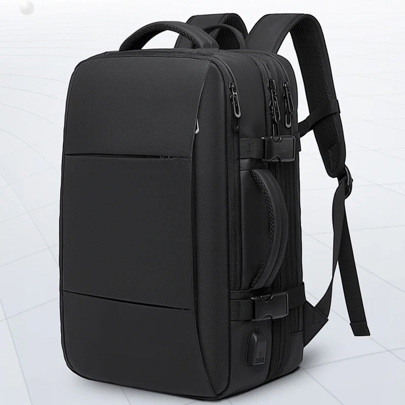 KagoPaki Waterproof Laptop Backpack - High Capacity Expandable Design - 180 Degree Suitcase Style - USB Port - Black