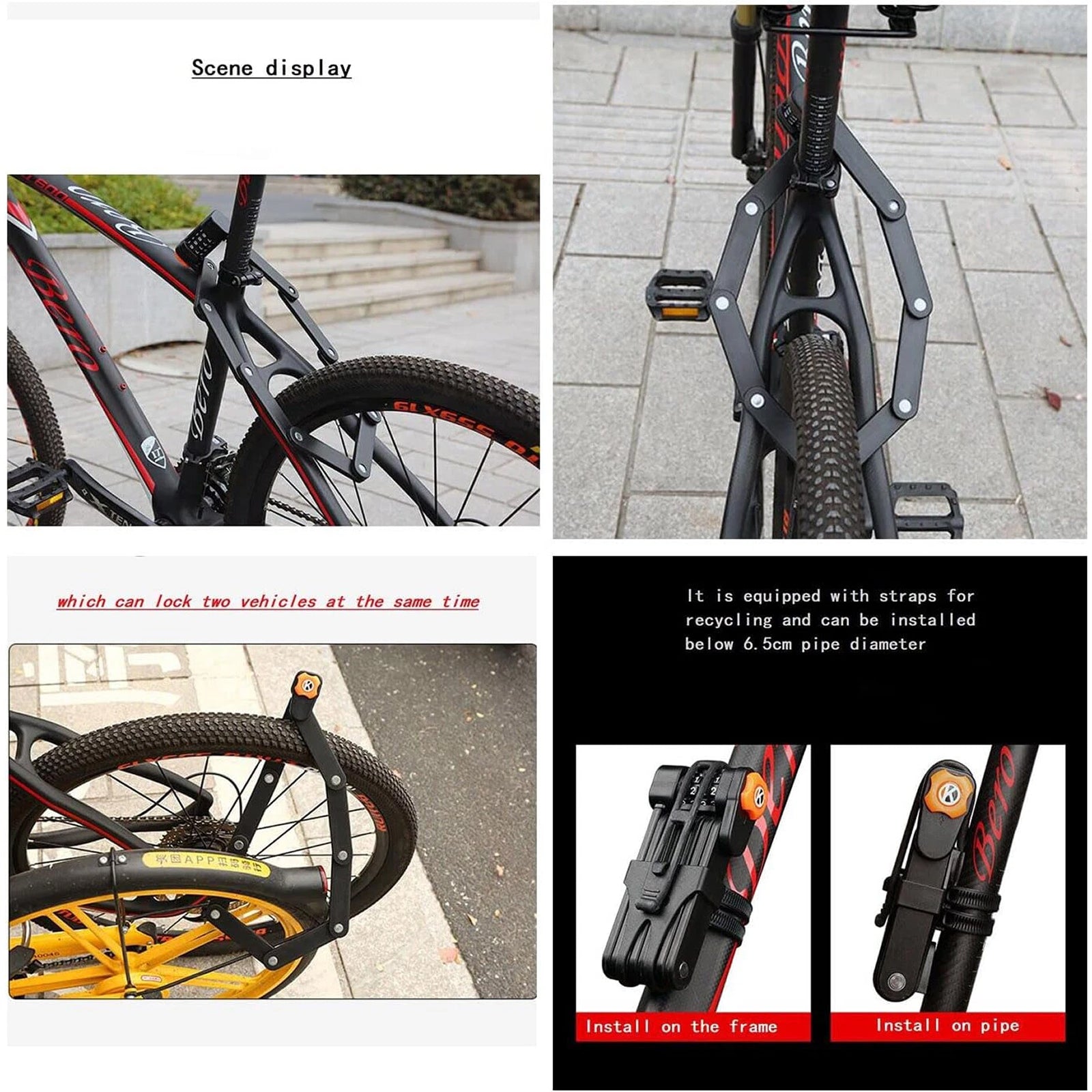 HelixLok Heavy Duty Folding Bike Lock with 4-Digit Combination