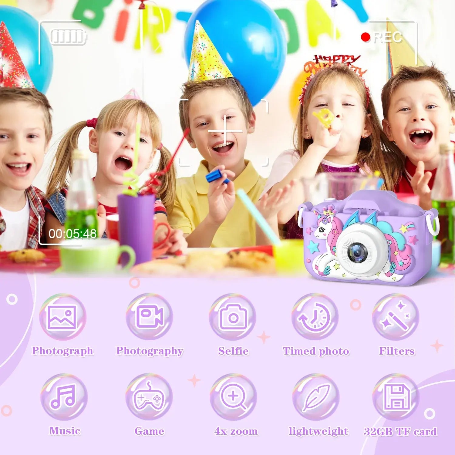 KidSnapor Dual Lens Kids Camera with 1080P HD Video & Selfie Mode