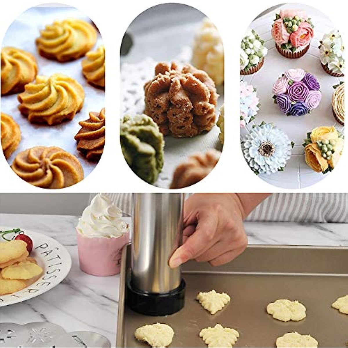 KiKyPress Professional Stainless Steel Cookie Press Set