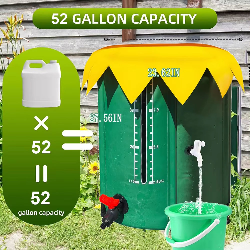 Kolirain 52-Gallon Collapsible Rain Barrel Water Butt UK