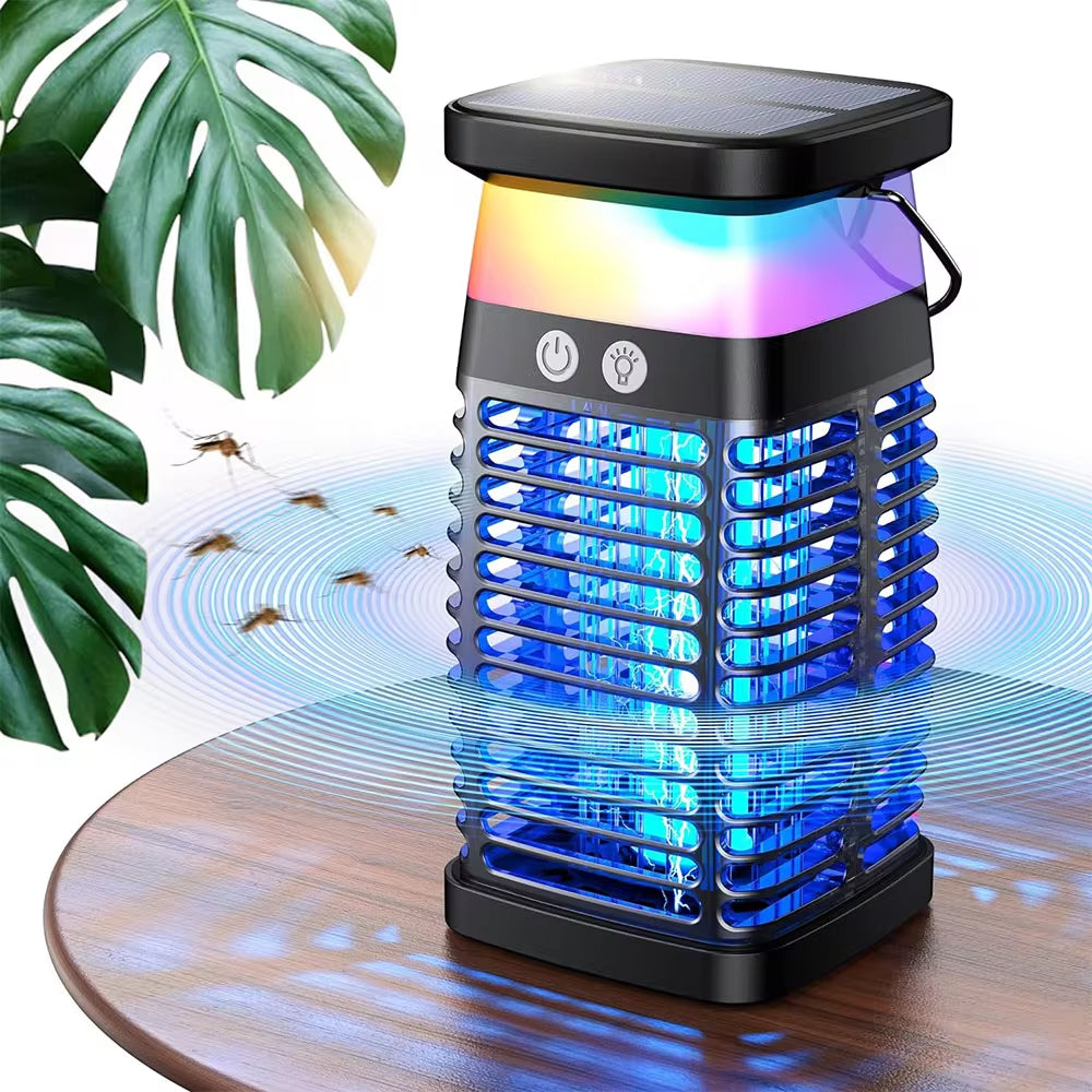 Linishix 2,100 Sq Ft Solar Powered Bug Zapper & Outdoor Lantern