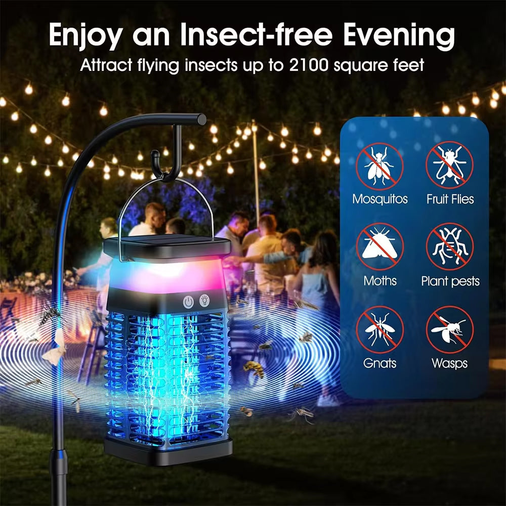 Linishix 2,100 Sq Ft Solar Powered Bug Zapper & Outdoor Lantern