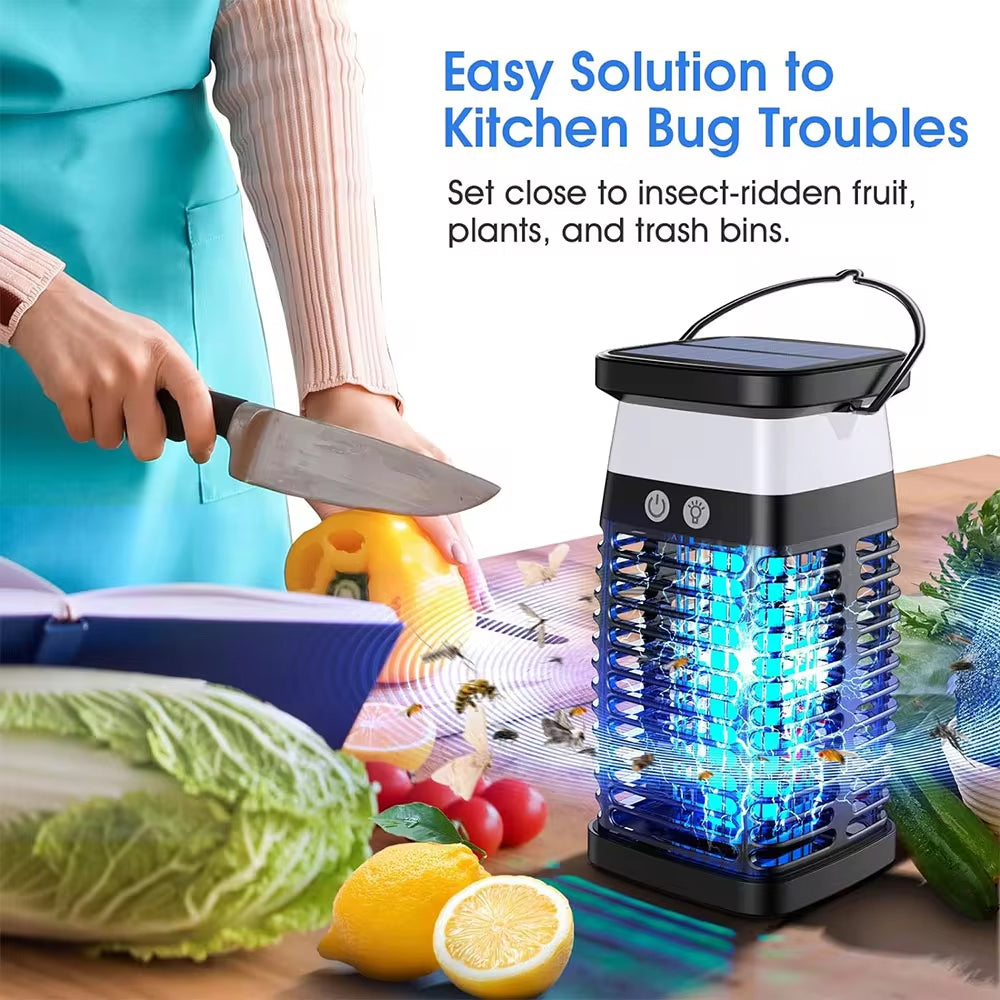 Linishix 2,100 Sq Ft Solar Powered Bug Zapper & Outdoor Lantern