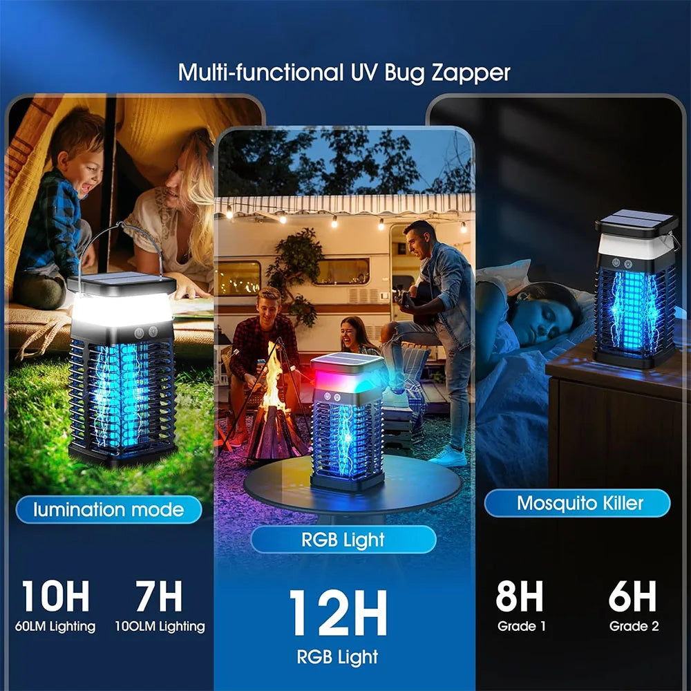Linishix 2,100 Sq Ft Solar Powered Bug Zapper & Outdoor Lantern