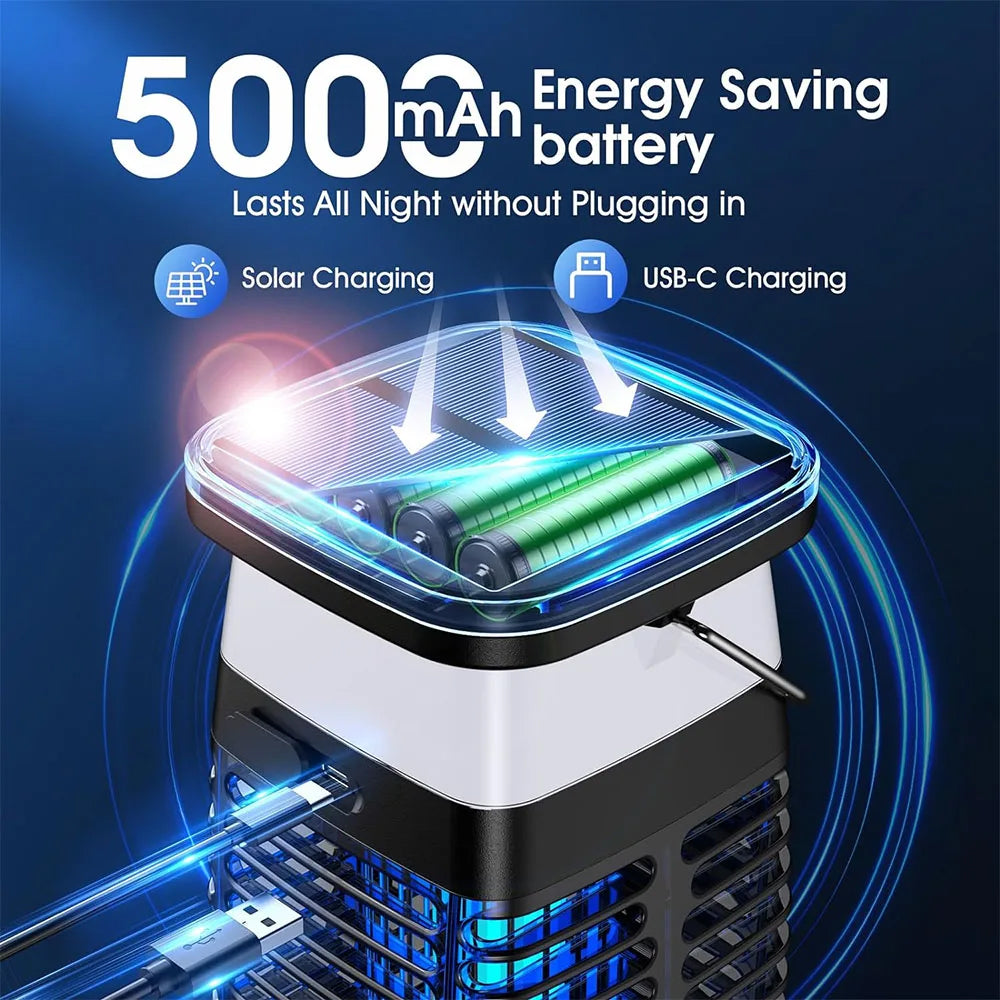 Linishix 2,100 Sq Ft Solar Powered Bug Zapper & Outdoor Lantern