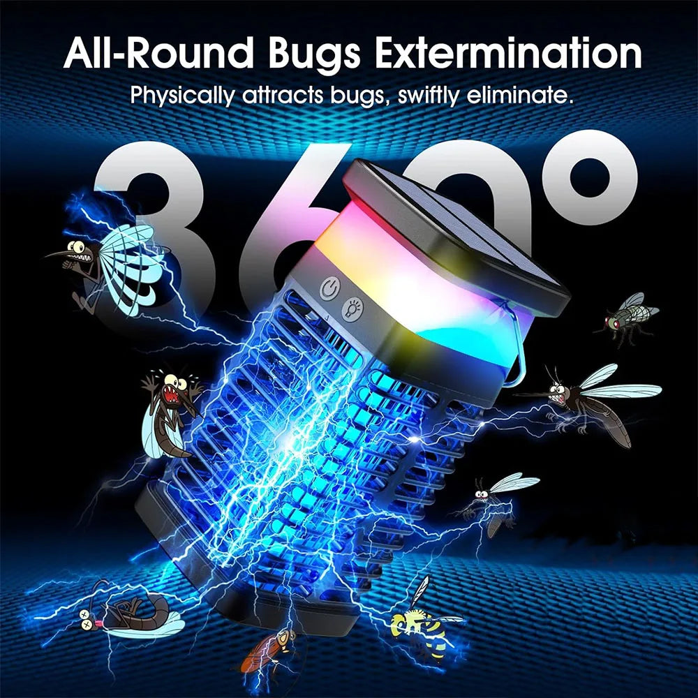 Linishix 2,100 Sq Ft Solar Powered Bug Zapper & Outdoor Lantern