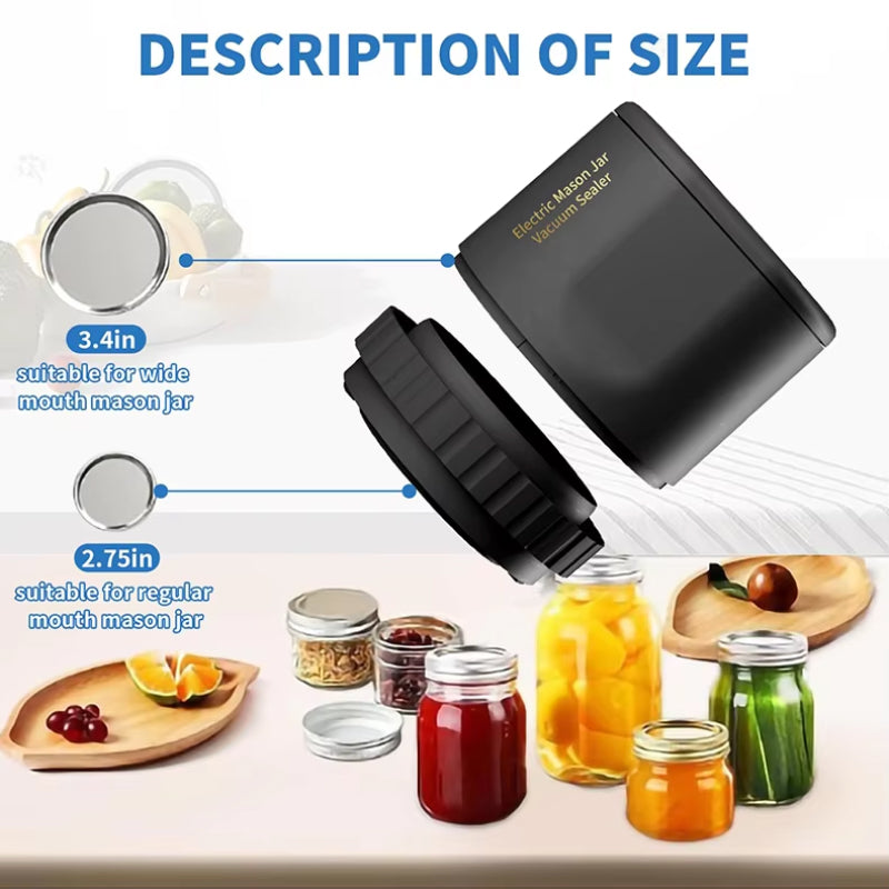 LockNJar Electric Mason Jar Vacuum Sealer -80 kPa Automatic Sealing
