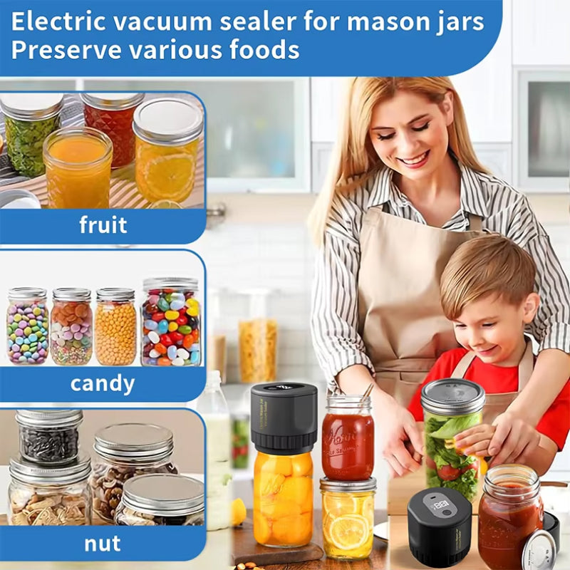LockNJar Electric Mason Jar Vacuum Sealer -80 kPa Automatic Sealing
