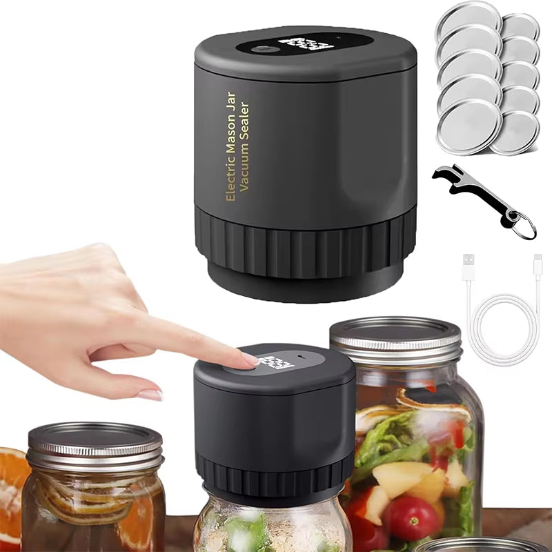 LockNJar Electric Mason Jar Vacuum Sealer -80 kPa Automatic Sealing