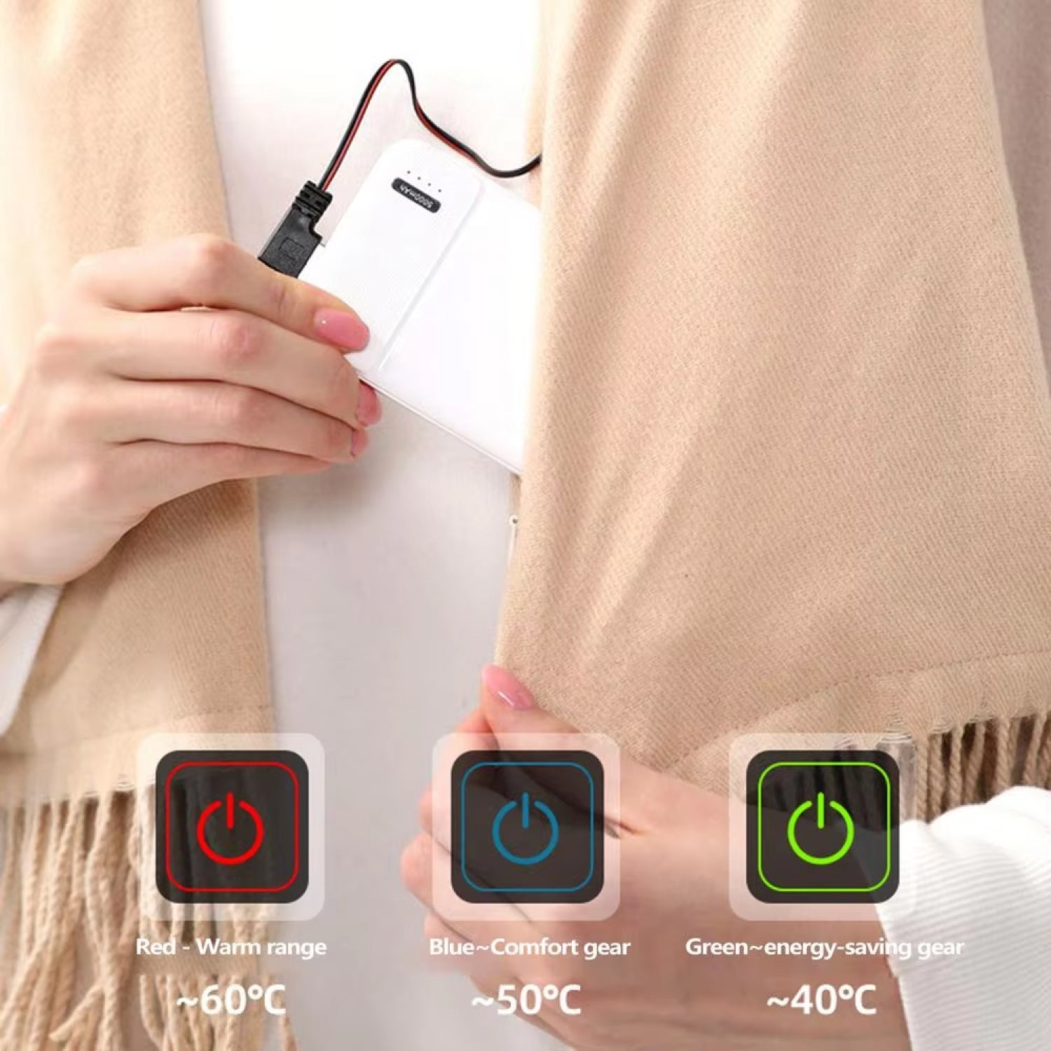 MarieLif Smart Heated Scarf with 3 Temperature Settings