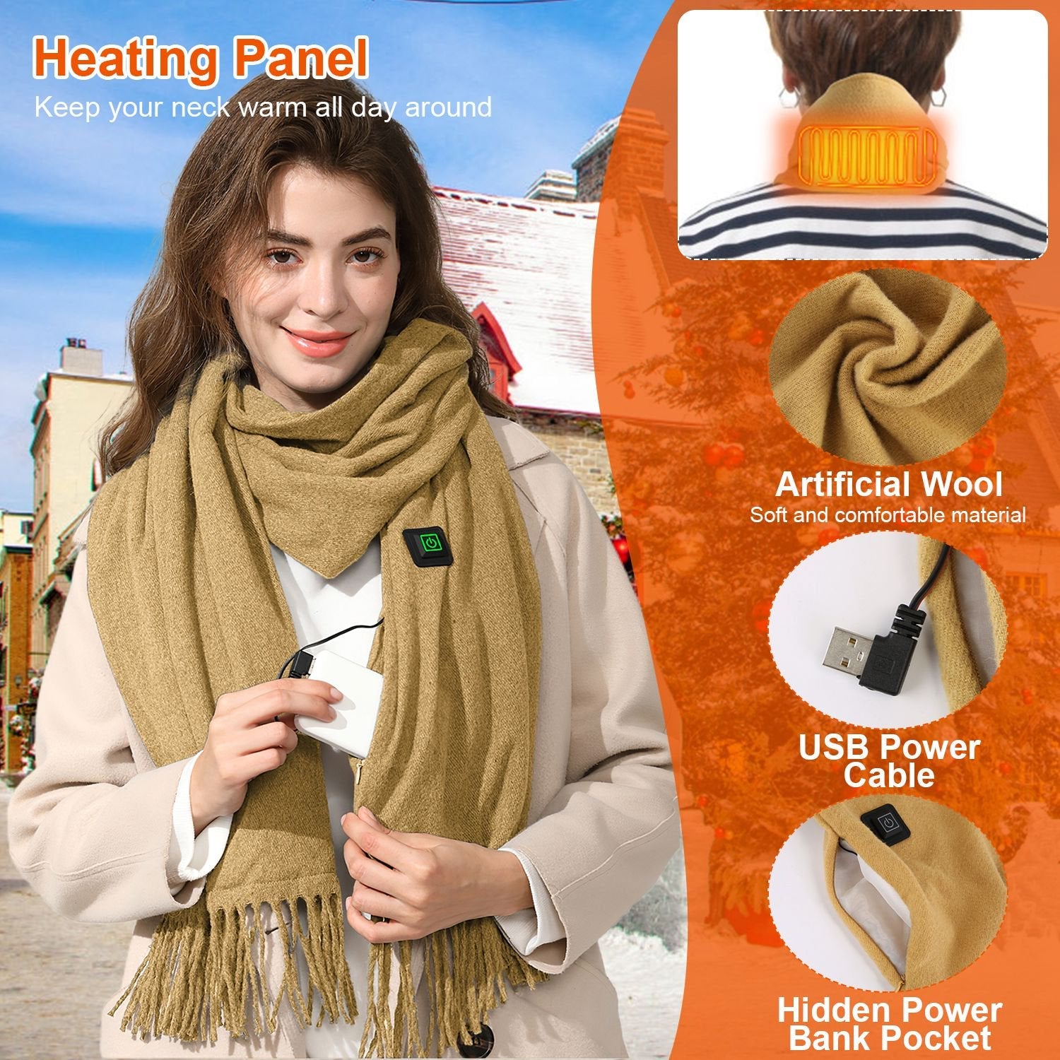 MarieLif Smart Heated Scarf with 3 Temperature Settings