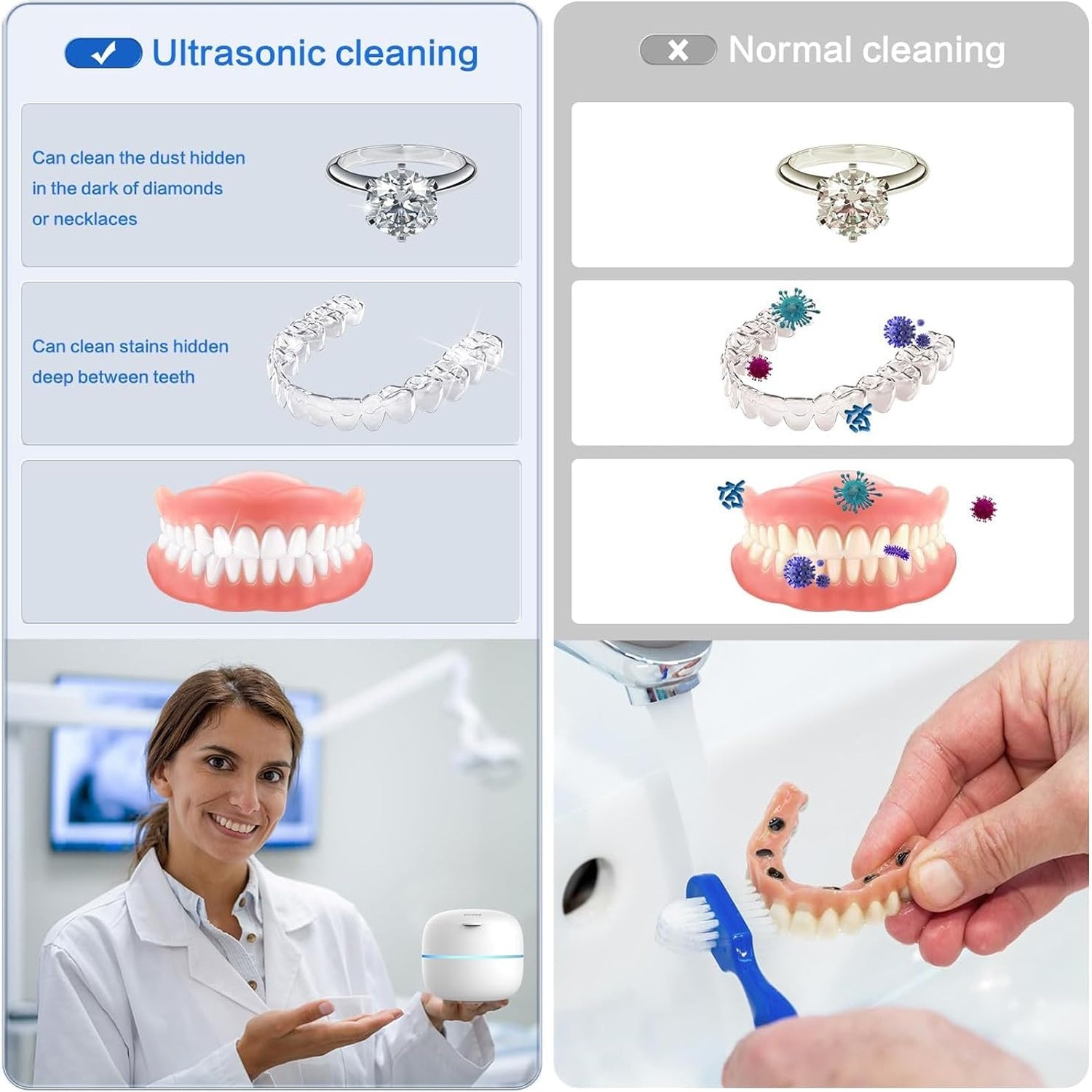 MintPolu Ultrasonic Dental Pod Cleaner with UV-C Light