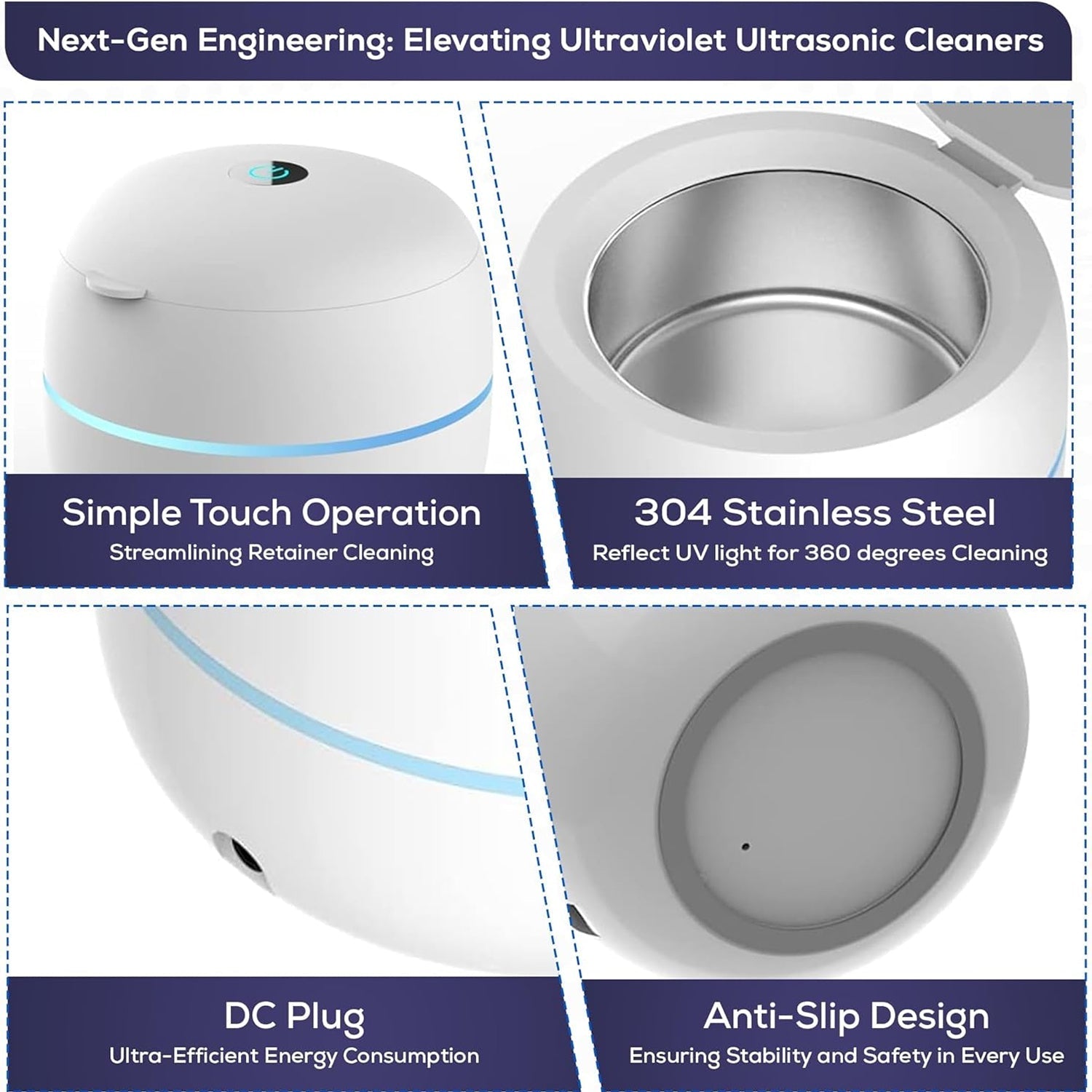 MintPolu Ultrasonic Dental Pod Cleaner with UV-C Light